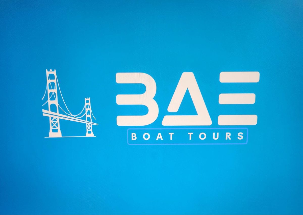 BAE Boat Tours logo with the Golden Gate Bridge